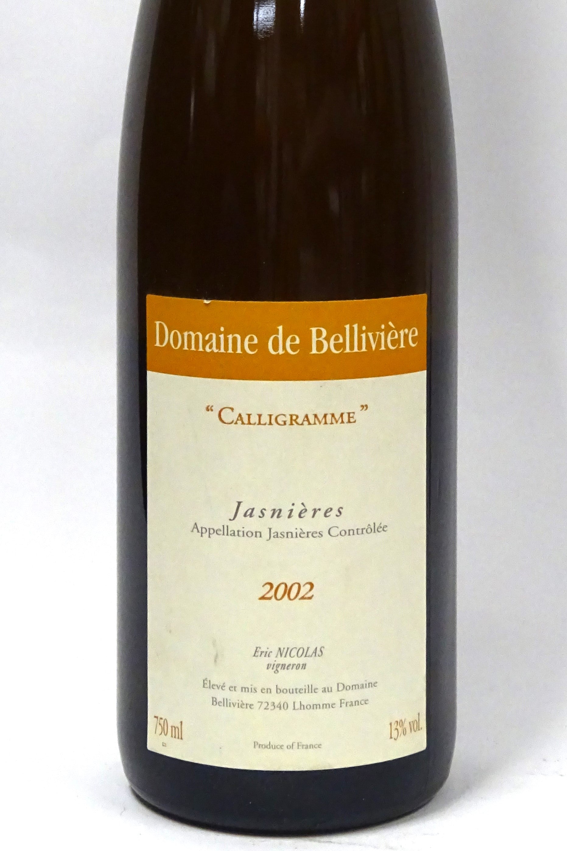 Belliviere 2002 Jasnieres Calligramme