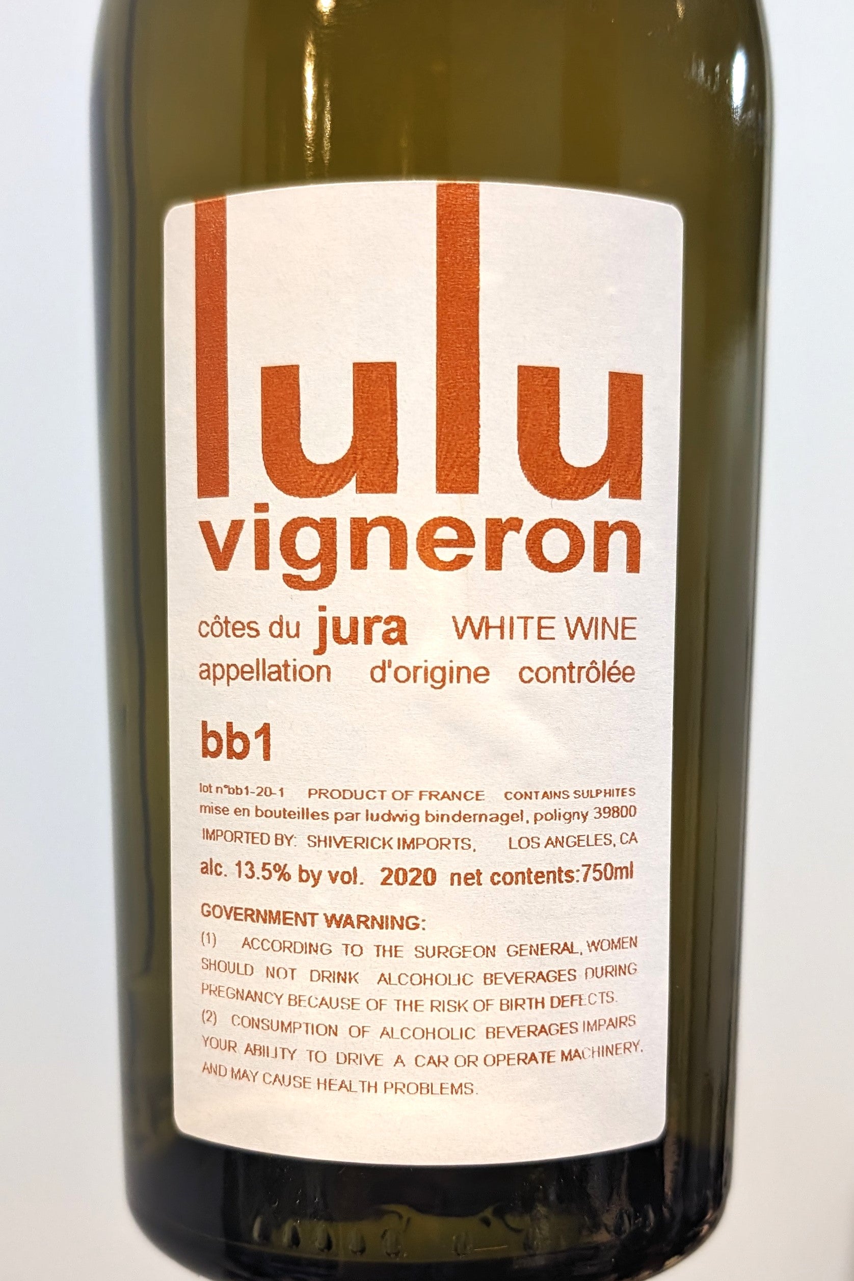 Lulu Vigneron 2020 Cotes du Jura 'BB1' (Chard/Savagnin)